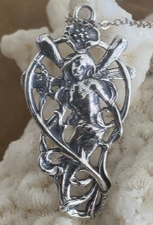 Rare Mermaid/Fairy Pendant Necklace Art Nouveau style