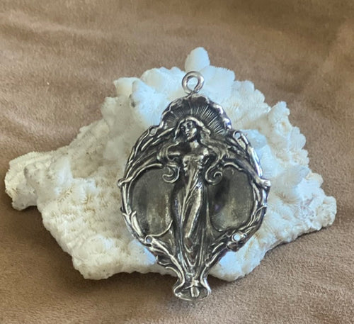 Art Nouveau goddess pendant smaller of two