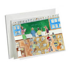 6 Art Note Cards Back to School-3.5 x 5