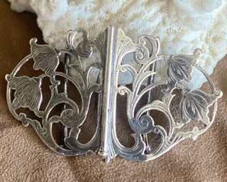 Floral sterling buckle, antique style buckle, brides sash buckle, bridal accessory, heirloom keepsake gift, bridal gift from mom,