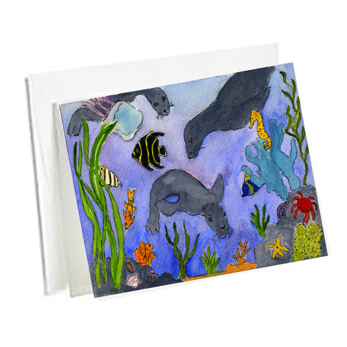 6 Art Note Cards -Underwater Too