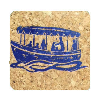 Duffy Electric Boat-Coastal Cork Coasters-Hostess Gift/Party/Home Decor-Navy Blue