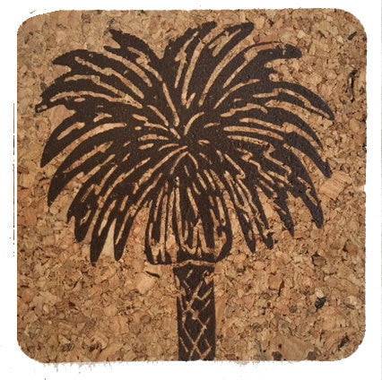 Palm Tree-Coastal Cork Coasters-Hostess Gift/Party/Home Decor-Aqua