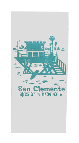 San Clemente Lifeguard Tower Sack Dish Towels-Turquoise