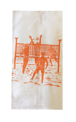 2 Man Volleyball Game Flour Sack Dish Towels